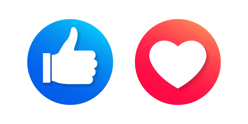 Like icons with thumb up and heart.